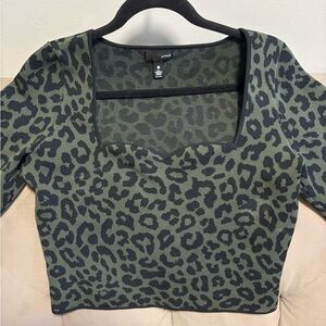 Aqua Green Leopard Print Women's Top